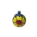Pallina di Natale Nino Parrucca fiore giallo su fondo blu
