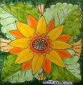 Piastrella in ceramica decoro girasole Nino Parrucca Quadrata - Cod. 48