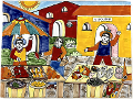 Piastrella in ceramica decoro: Mercato della Vucciria Nino Parrucca Rettangolare