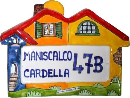 Piastrella a casetta per numeri civici grande Nino Parrucca