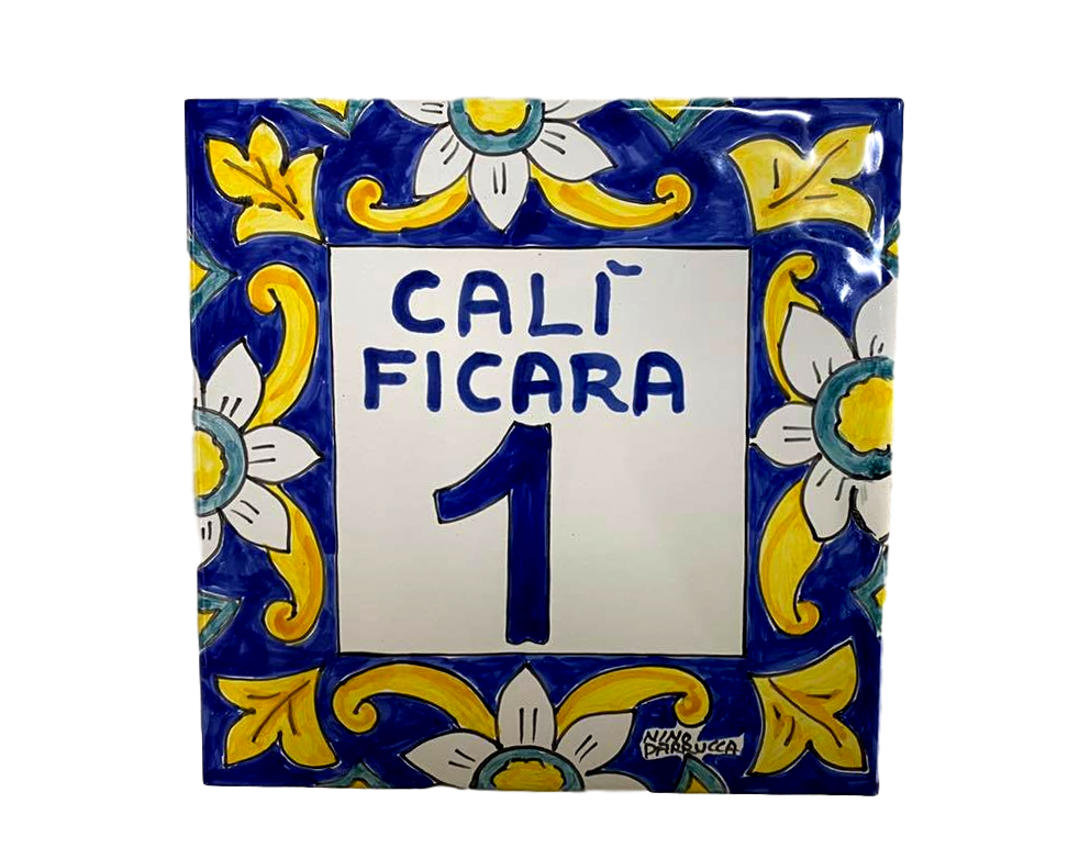 Piastrella cornice di fiori numero civico - cognomi Nino Parrucca