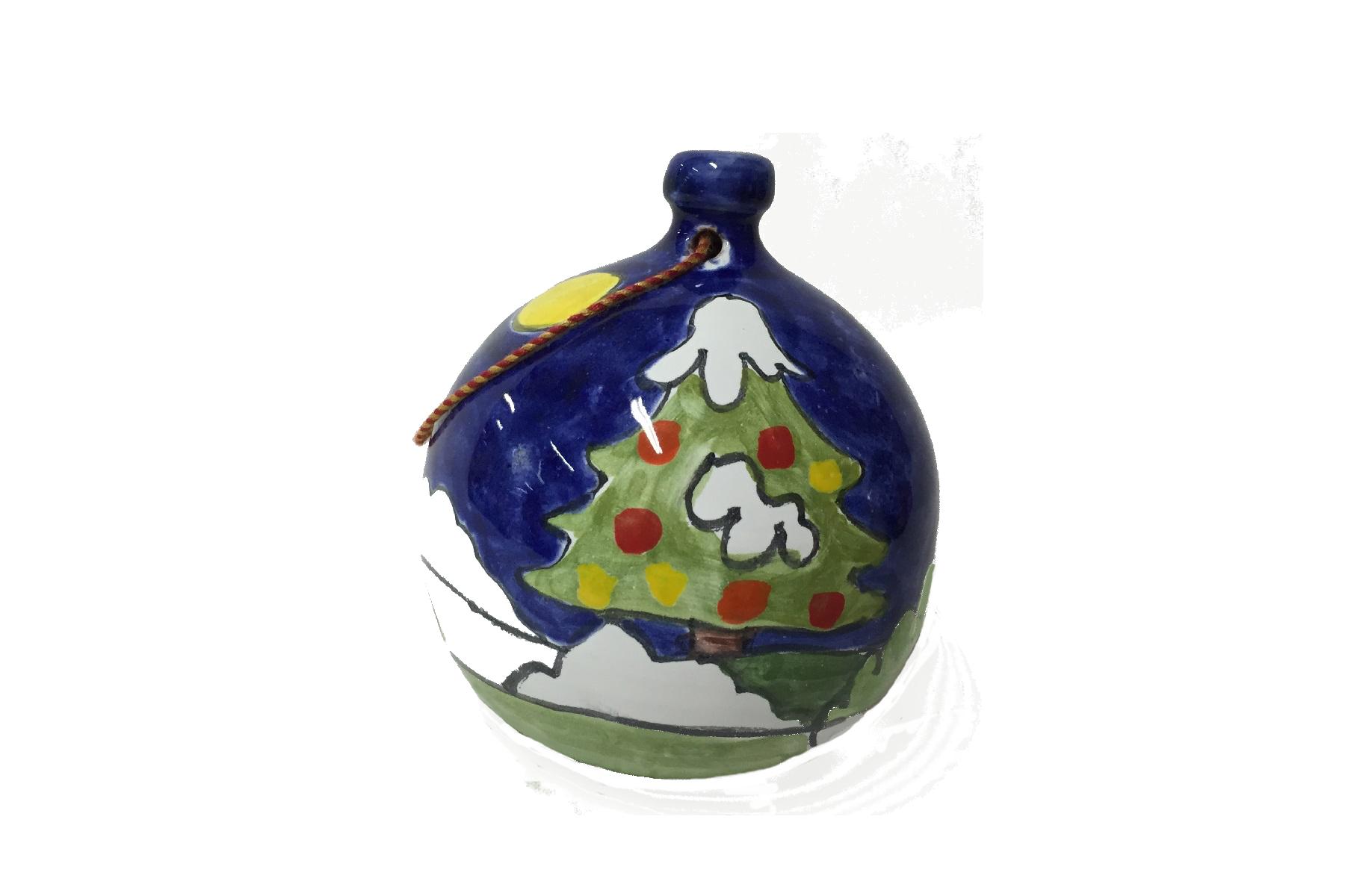 Pallina di Natale paesaggio notturno con neve e albero di natale Nino Parrucca