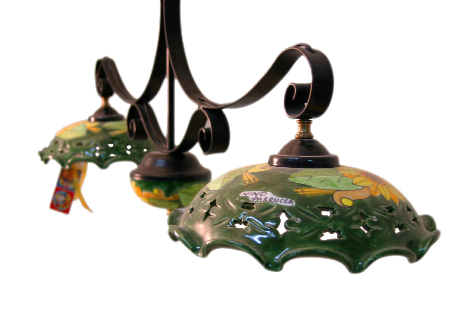 Lampadario Bilanciere in ferro e ceramica Nino Parrucca