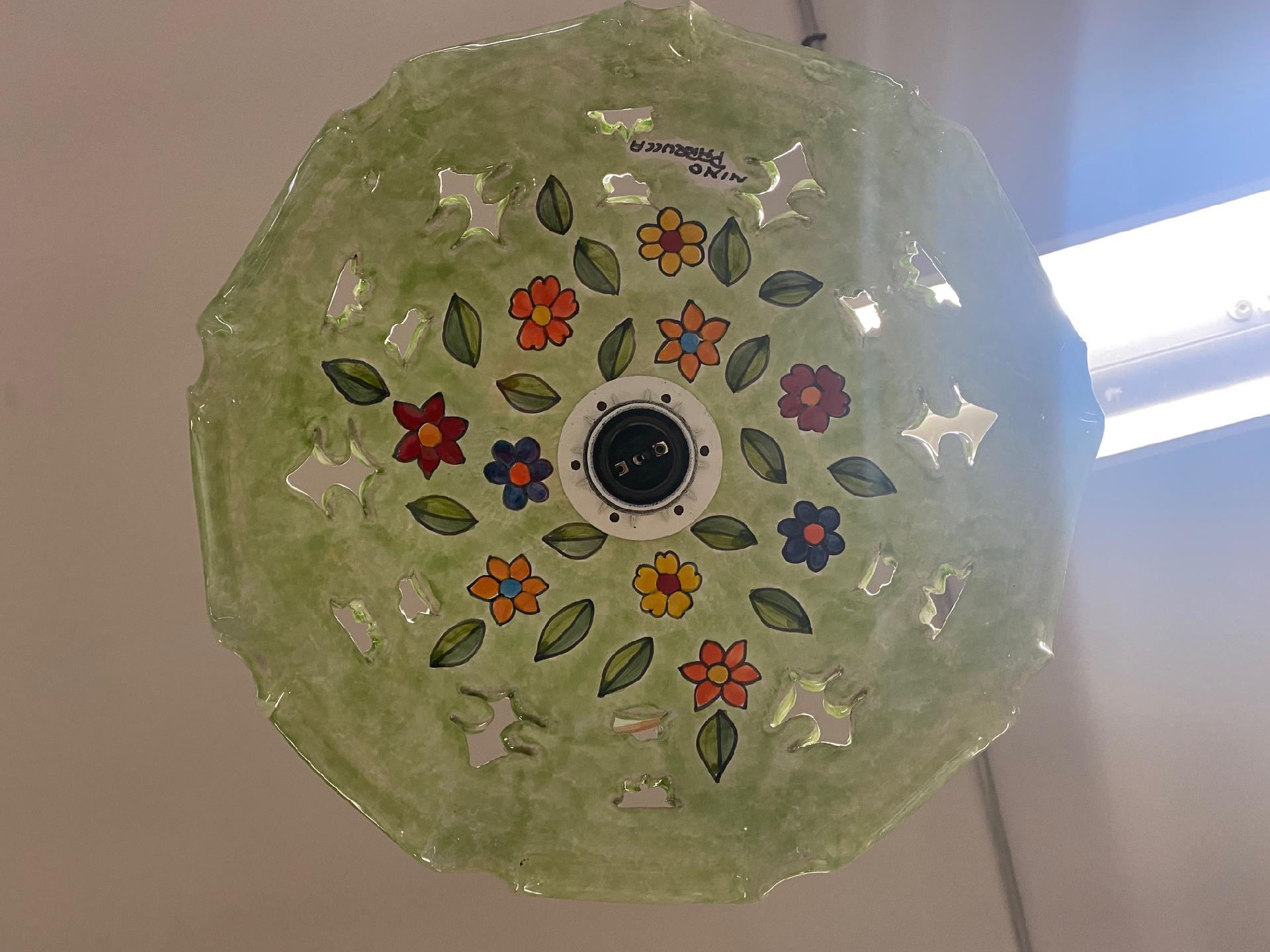 Lampadario Bilanciere in ferro e ceramica Nino Parrucca