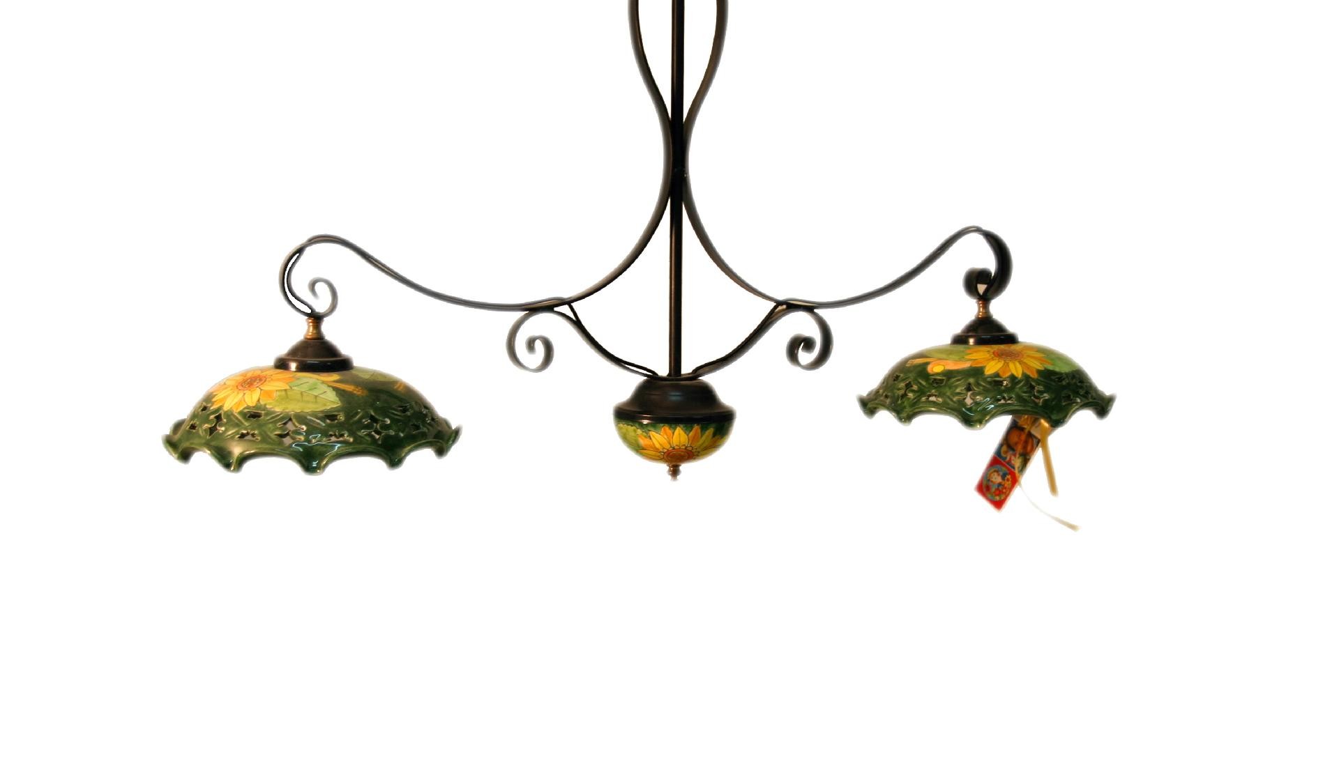 Lampadario Bilanciere in ferro e ceramica Nino Parrucca