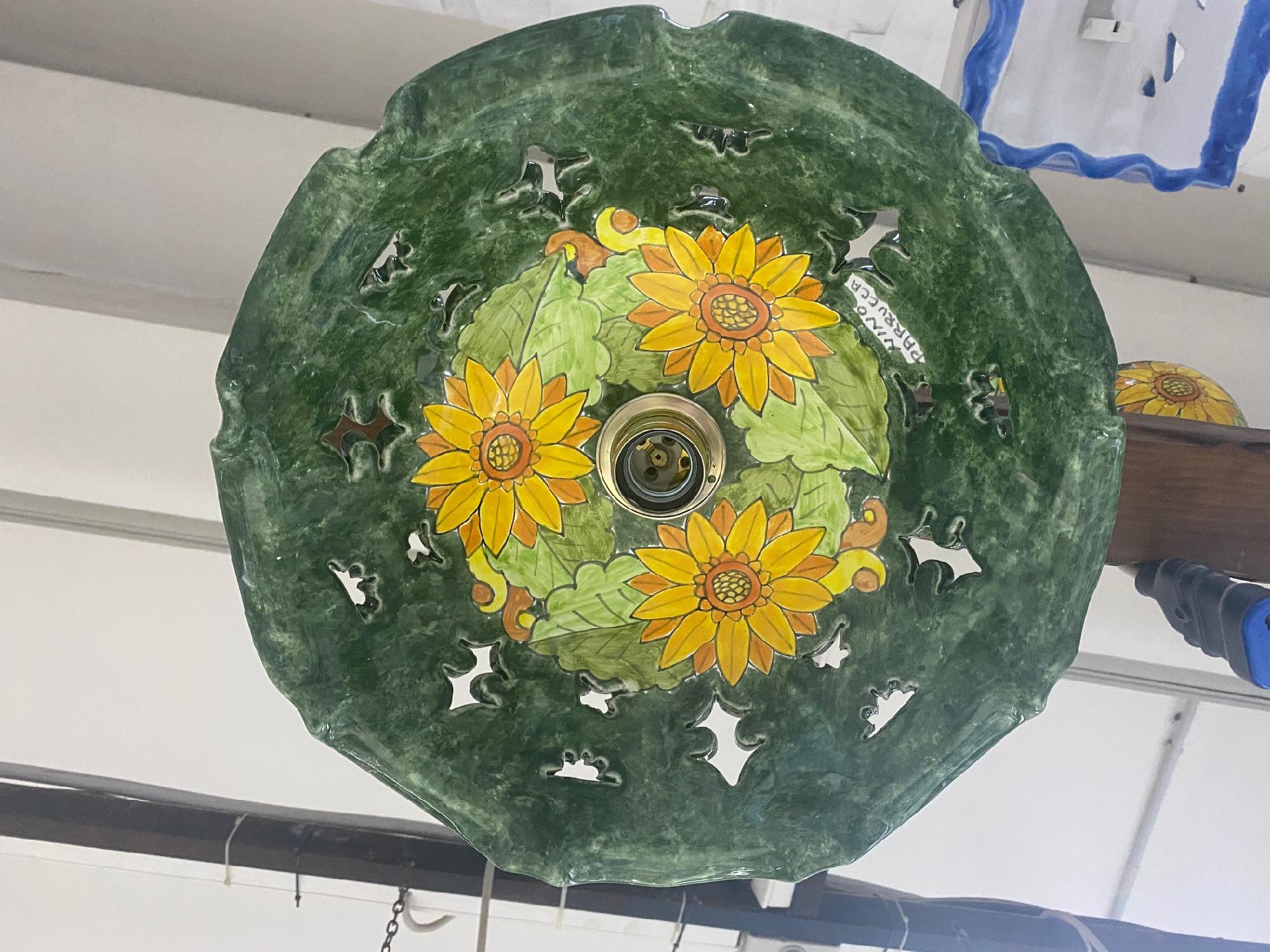 Lampadario con ciotola in ceramica e catena - diverse  misure Nino Parrucca