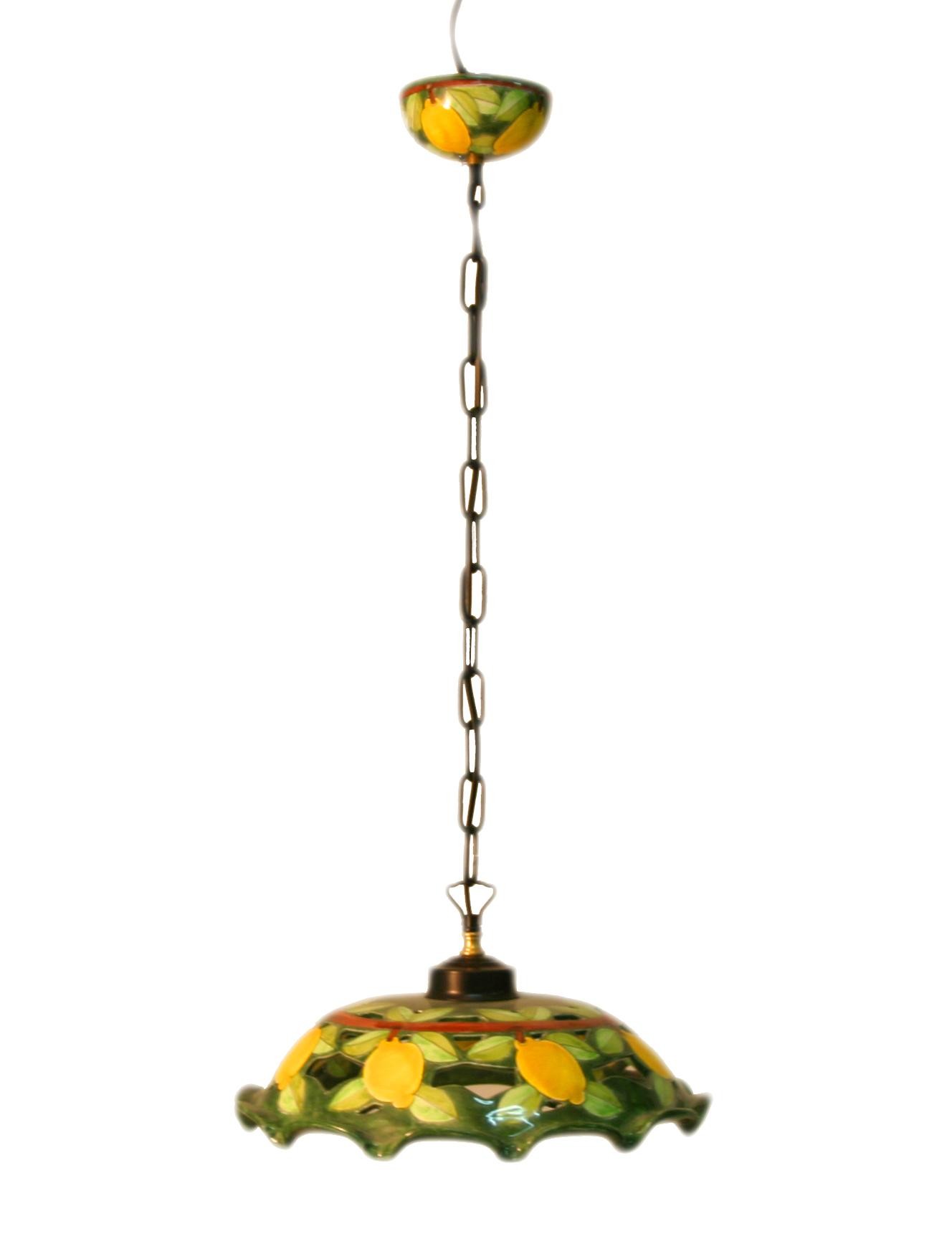 Lampadario con ciotola in ceramica e catena - diverse  misure Nino Parrucca