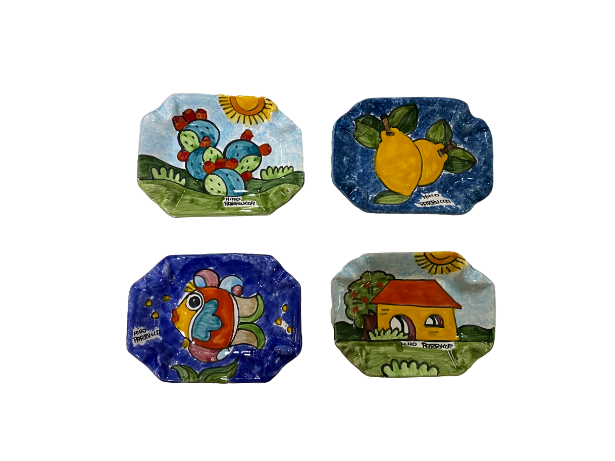 Posacenere rettangolare vari decori Nino Parrucca