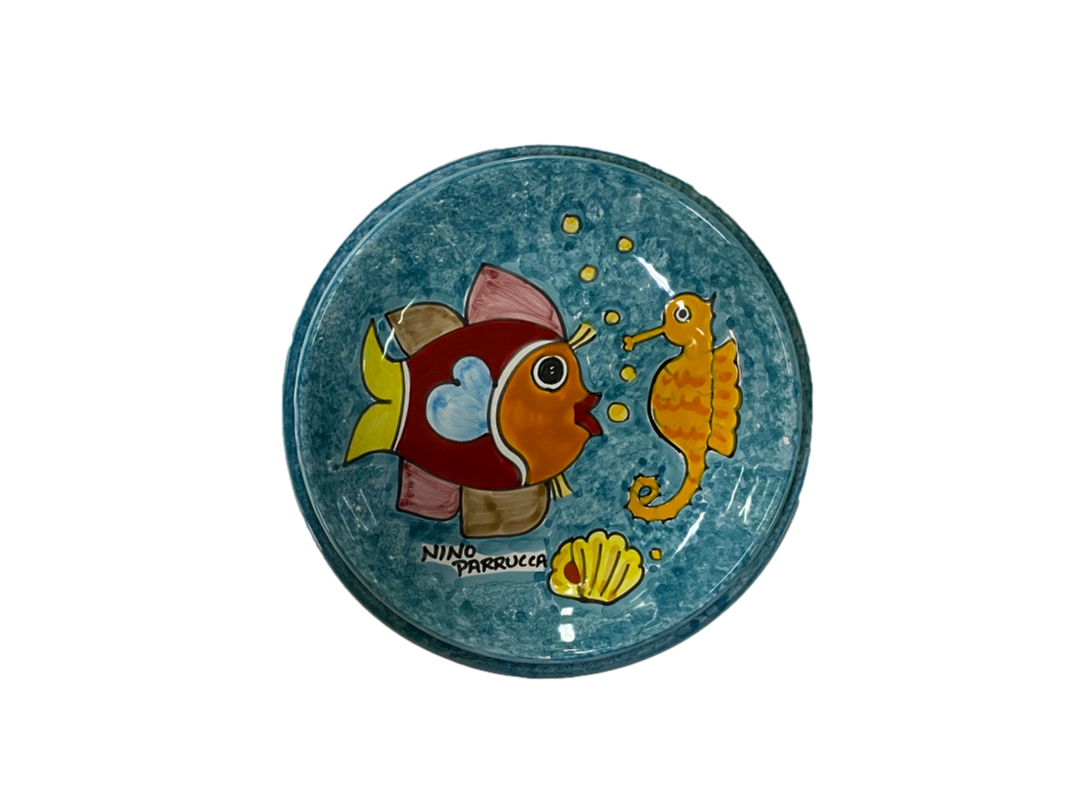 Set Posto Tavola Pesce e Cavalluccio fondo Verde smeraldo Nino Parrucca