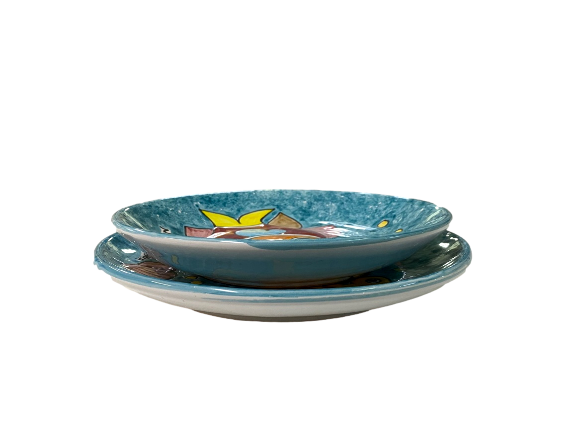 Set Posto Tavola Pesce e Cavalluccio fondo Verde smeraldo Nino Parrucca