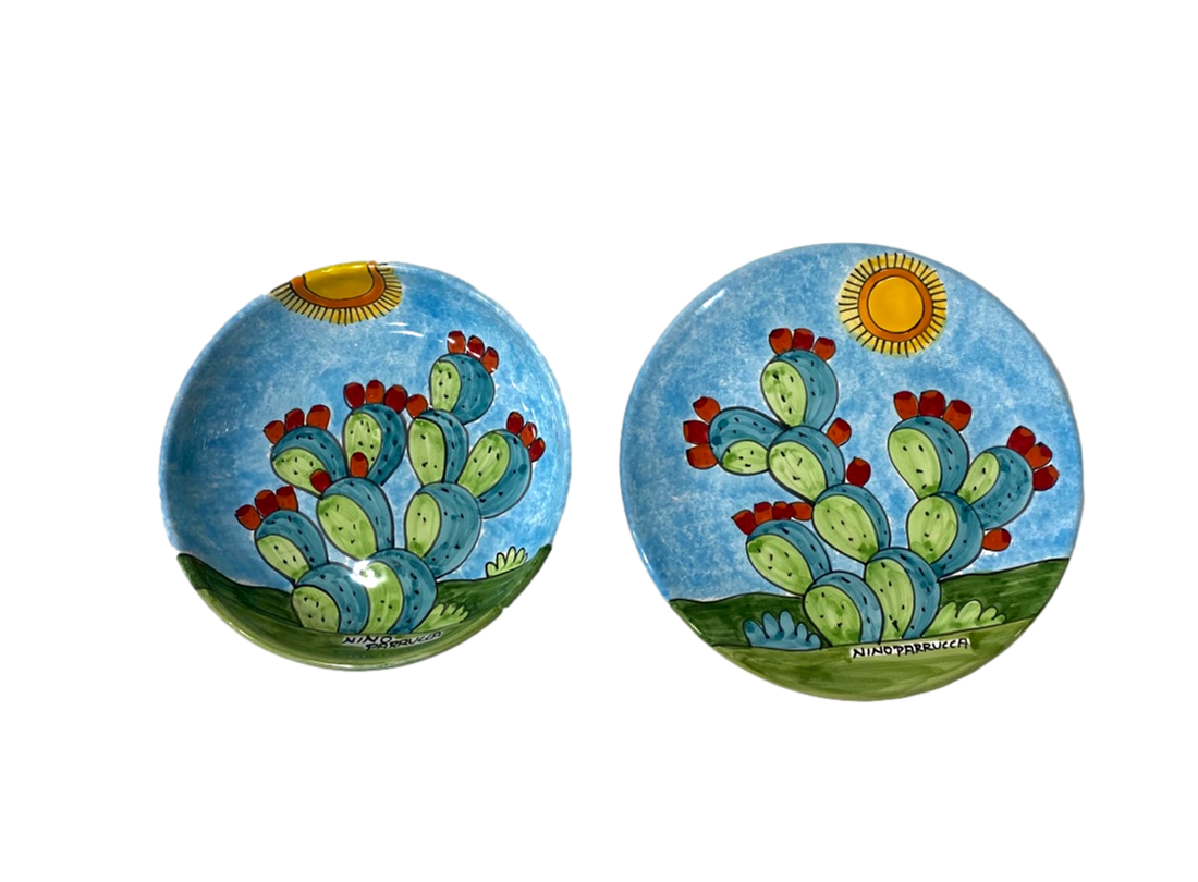 Set Posto Tavola 146B + 147 Pale di fichi d'india Nino Parrucca