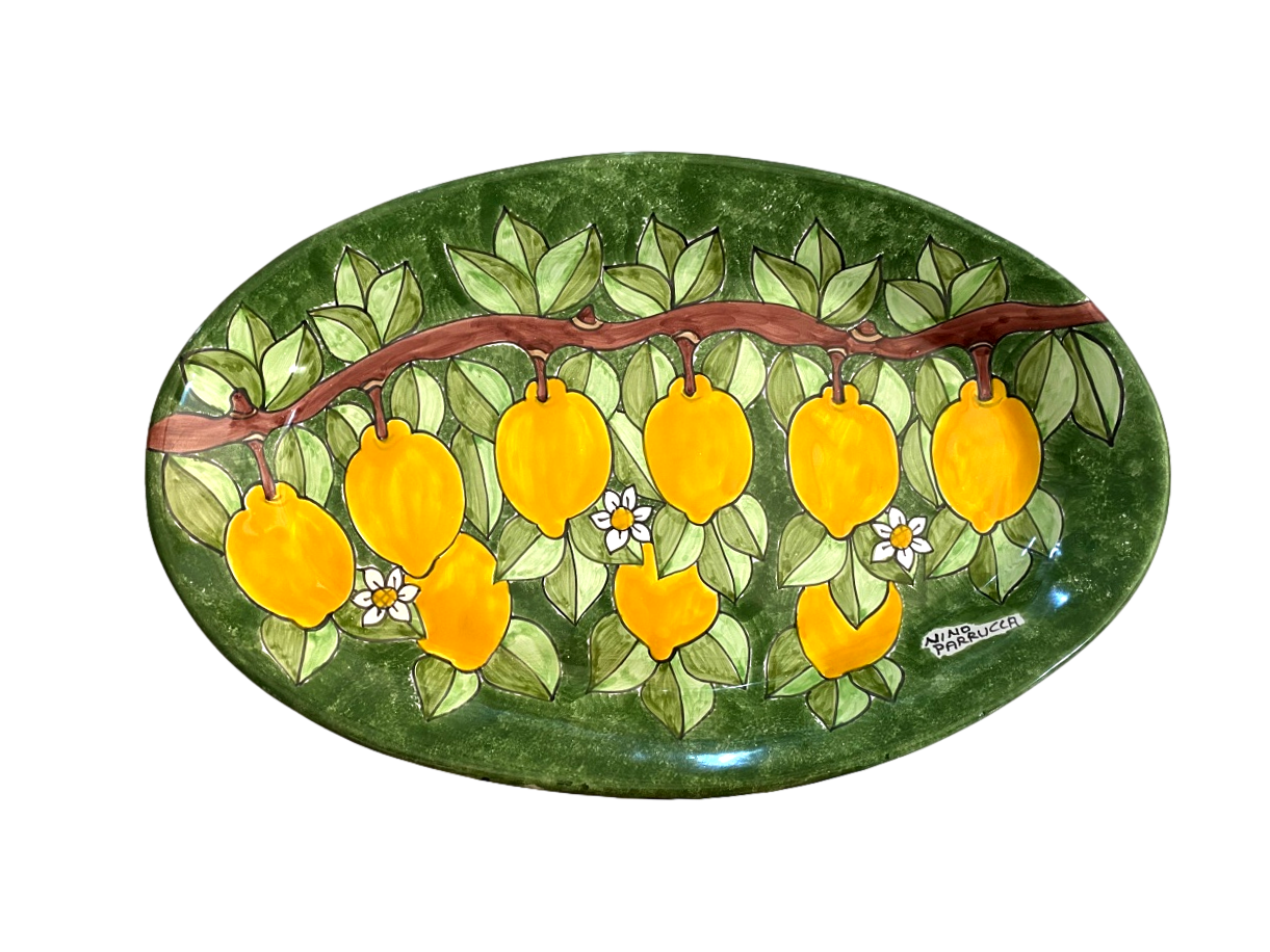 Set 3 piatti alimentari tondi in vetro decorato Limoni (80.18.83) - Art  From Italy