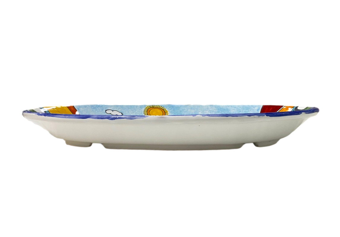 Piatto Ovale Grande 47x30 cm decoro ramo di limoni Nino Parrucca