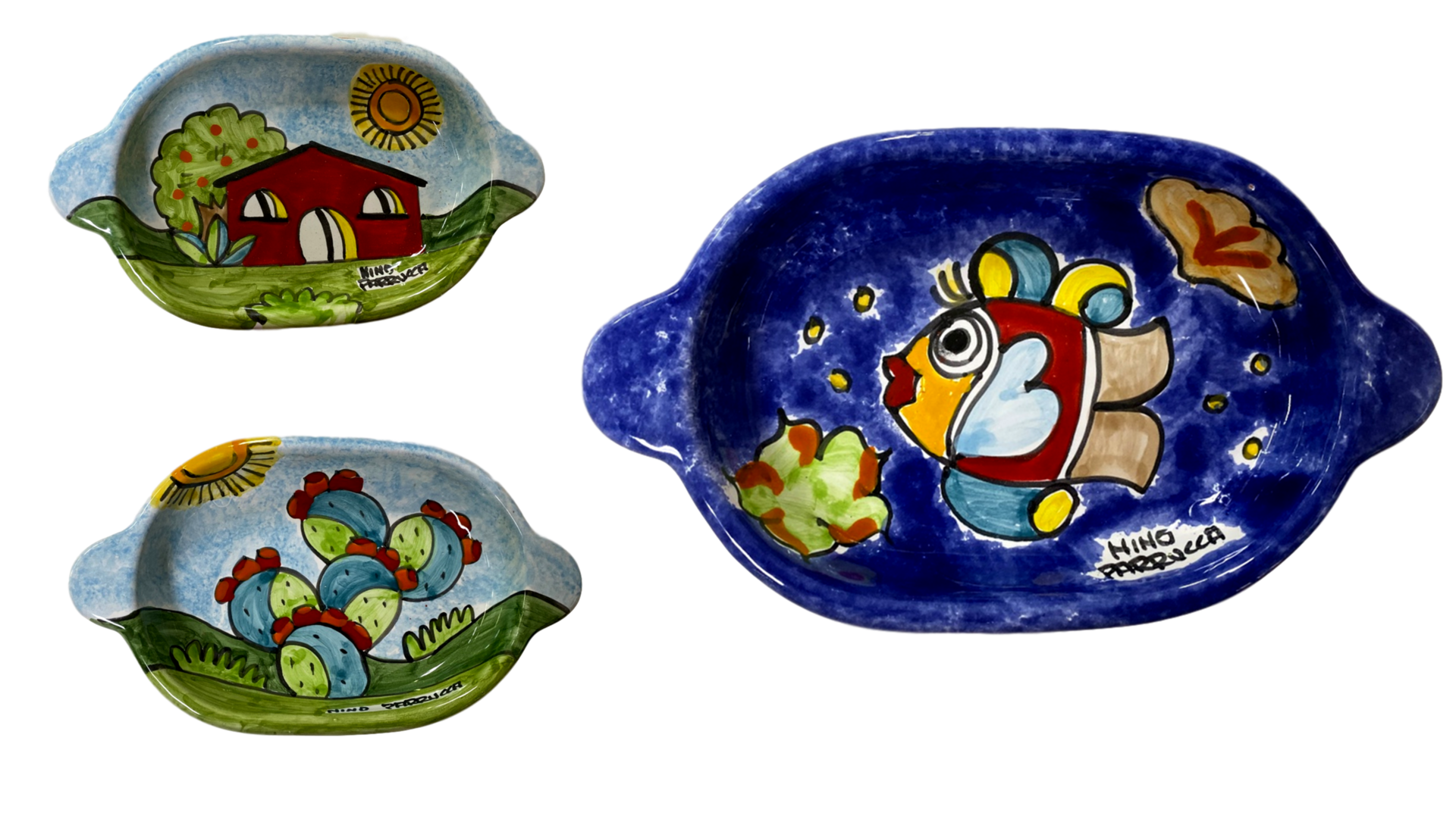 Ovalino cm.19,5x11,5 con manici in Ceramica - Art.96/A Nino Parrucca