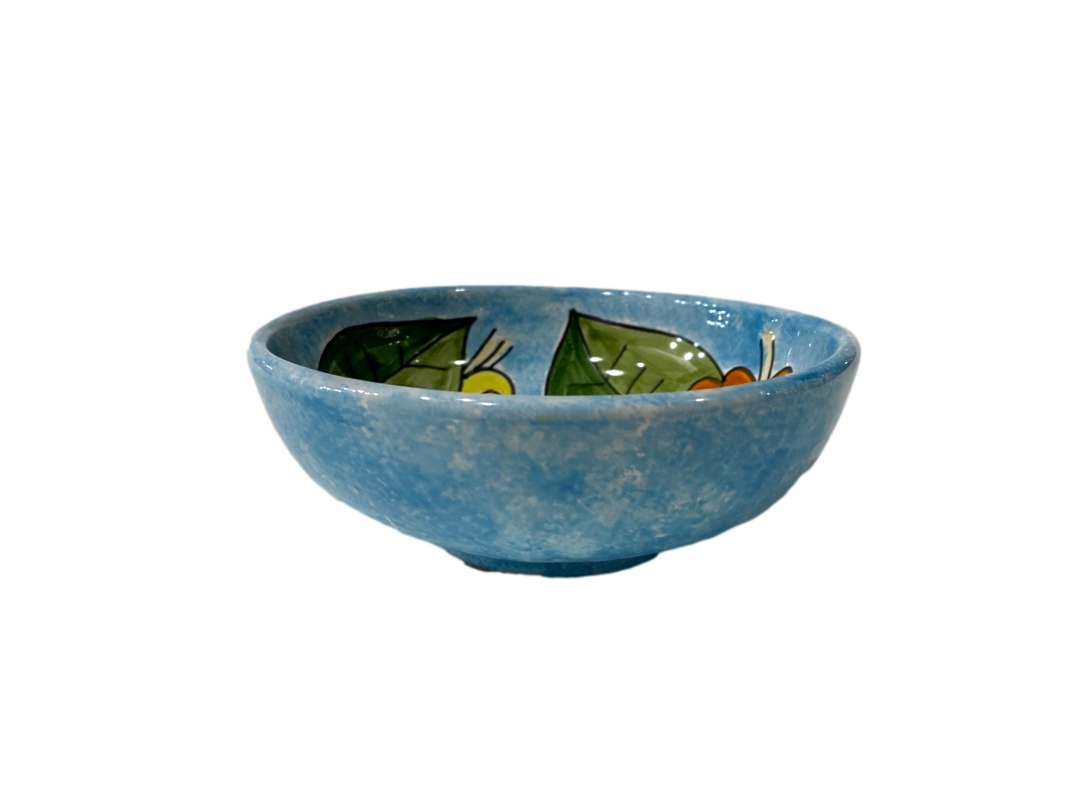 Ciotole varie misure Fiori grandi fondo celeste - Art. 53/a - 53 - 54 in ceramica Nino Parrucca