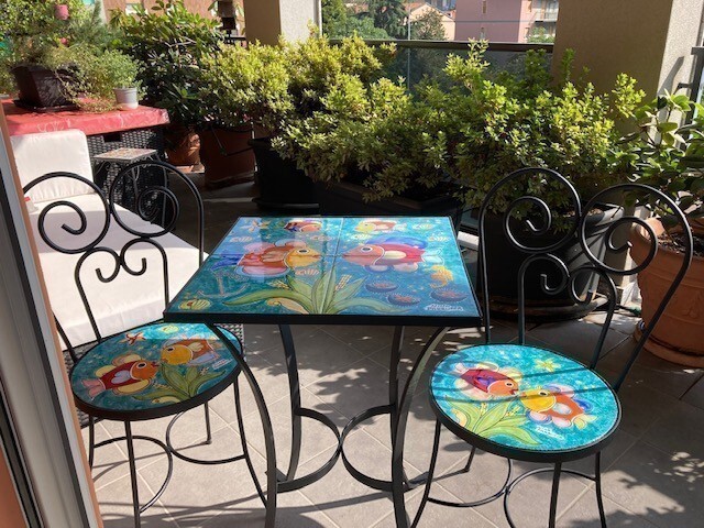 Set tavolo quadrato e sedie da giardino - Fondale marino Nino Parrucca