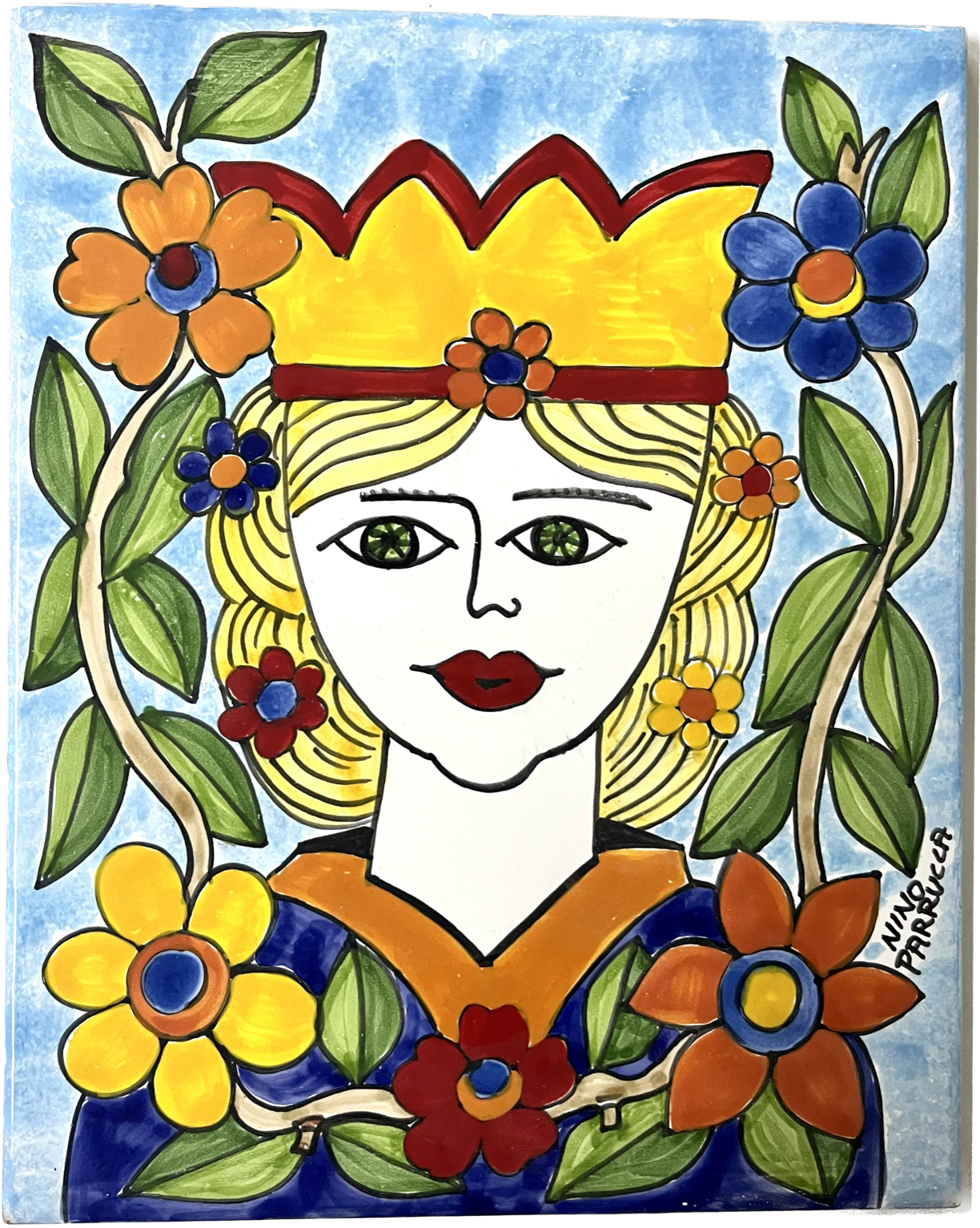 Piastrella in ceramica decoro La Primavera Rettangolare Nino Parrucca