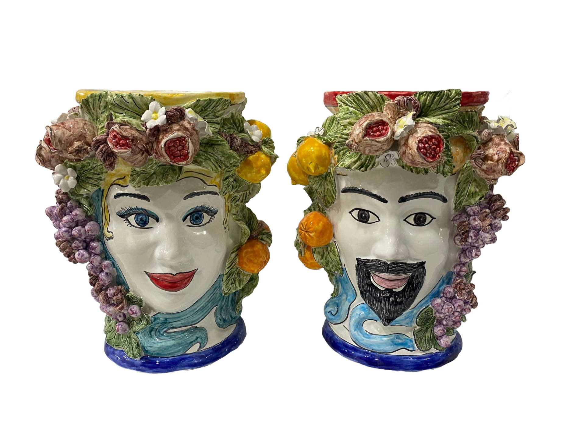 Teste di Moro H.cm.34 con frutta in ceramica Nino Parrucca