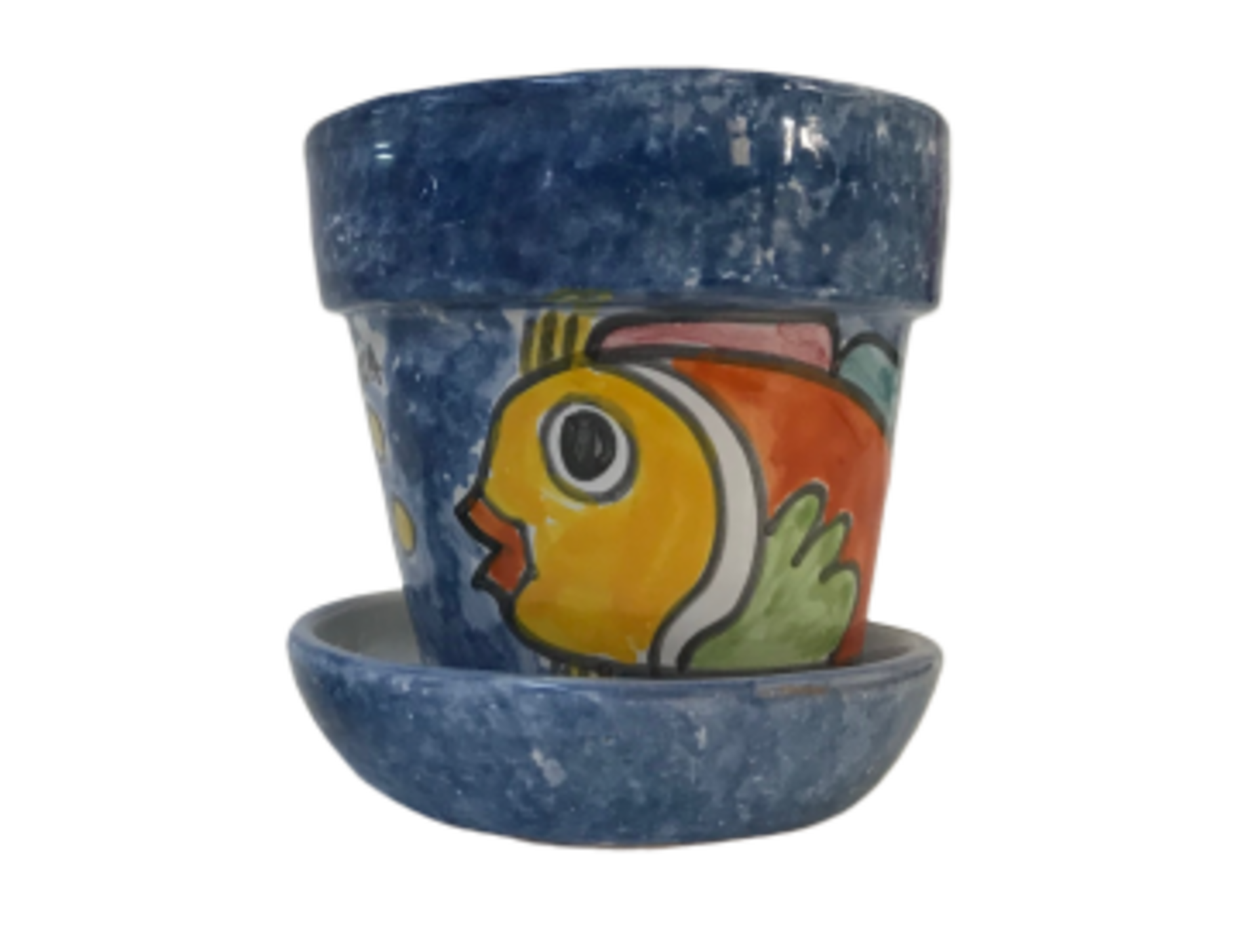 Vasetto con sottovaso vari decori in ceramica Nino Parrucca