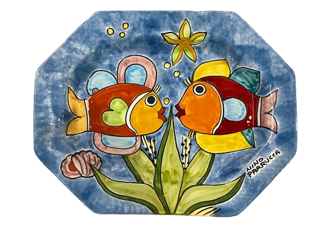 Piatto ottagonale fondo - varie misure e decori Nino Parrucca in ceramica