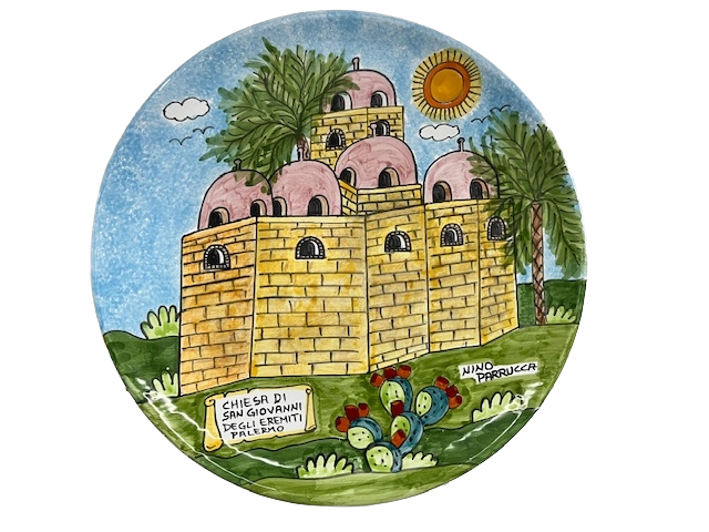 Piatto Unesco - Chiesa di San Giovanni degli eremiti Nino Parrucca in ceramica