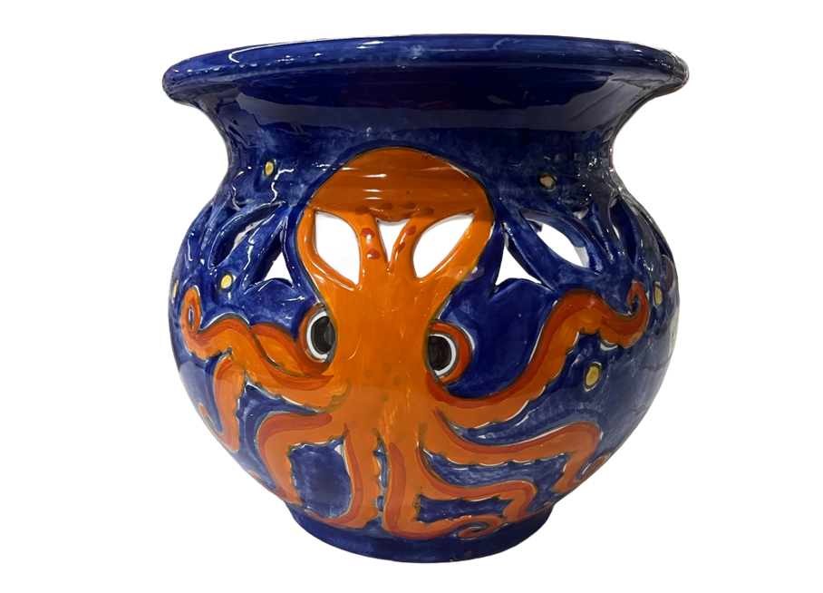 Cachepot Traforato Pesci e Polpo in ceramica Nino Parrucca