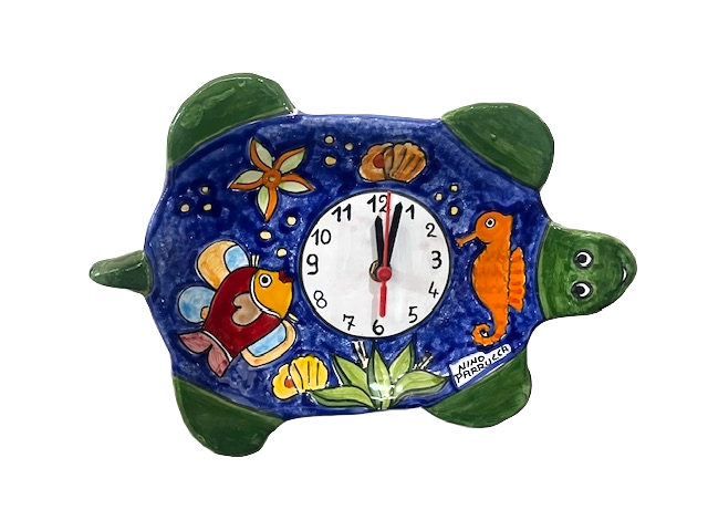 Orologio a forma di Tartaruga cm.31x20 Nino Parrucca in ceramica