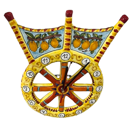 Orologio a sponda di carretto siciliano Nino Parrucca in ceramica