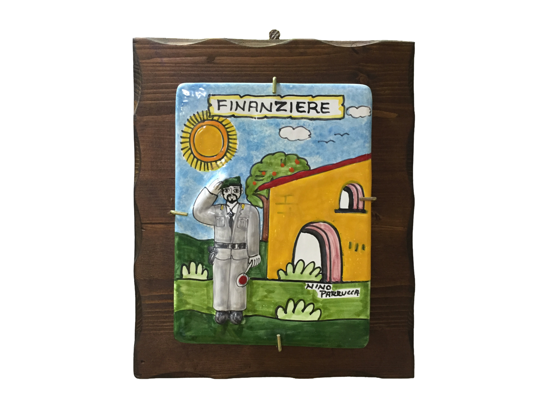 Targhe Mestiere a rilievo in ceramica e legno - Art.80/a Nino Parrucca