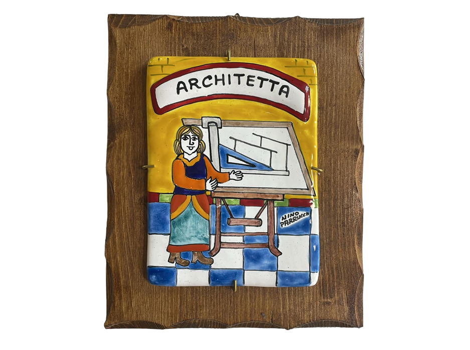 Targhe Mestiere a rilievo in ceramica e legno - Art.80/a Nino Parrucca