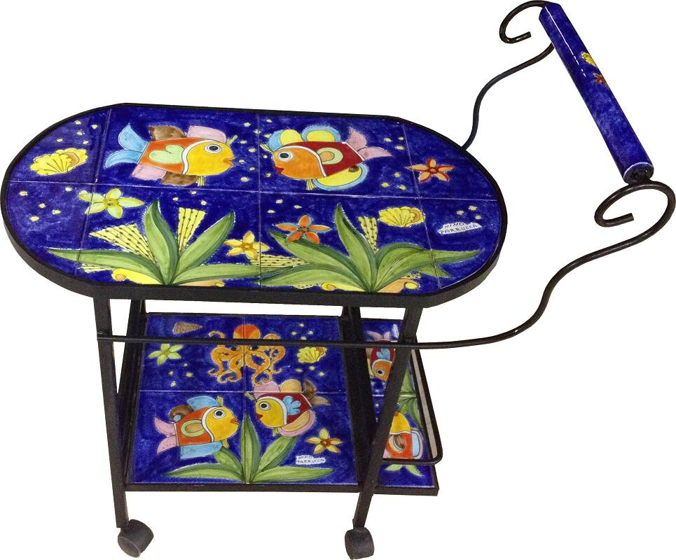 Carrello Bar - fondale marino Nino Parrucca in ferro e ceramica