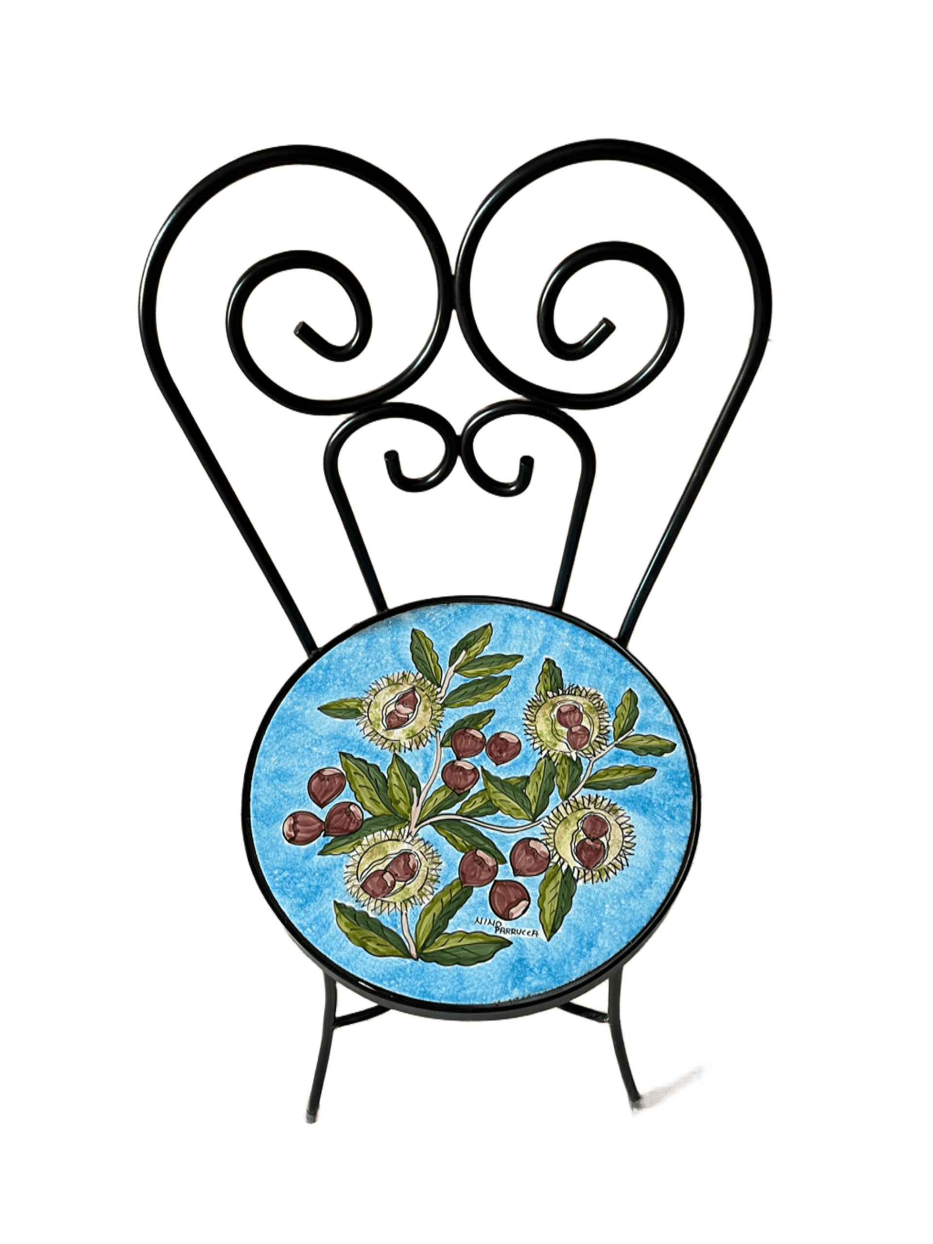 Sedia Rotonda d.cm.39 - Castagne Nino Parrucca in ferro e ceramica