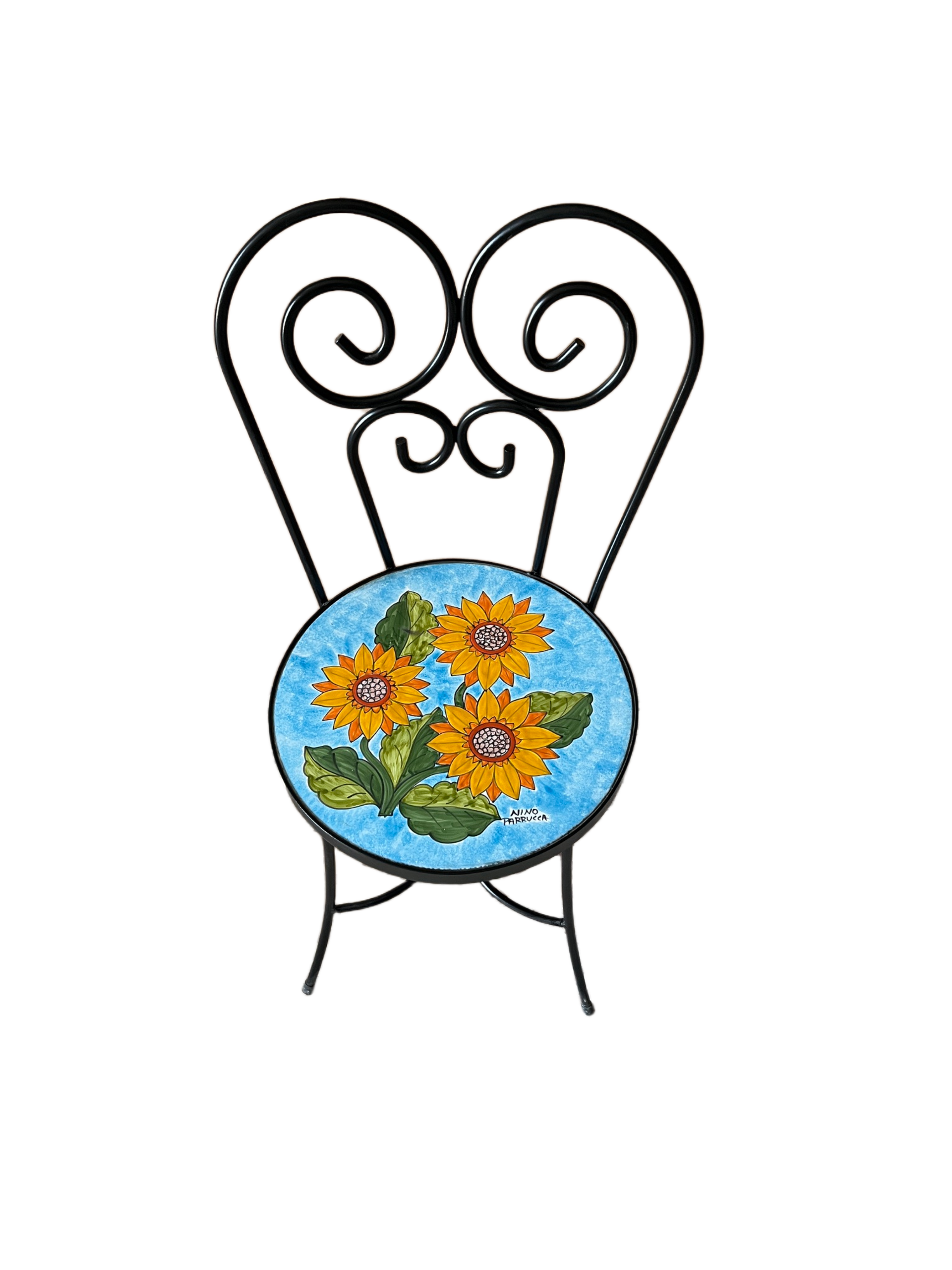 Sedia Rotonda d.cm.39 - Girasoli Nino Parrucca in ferro e ceramica