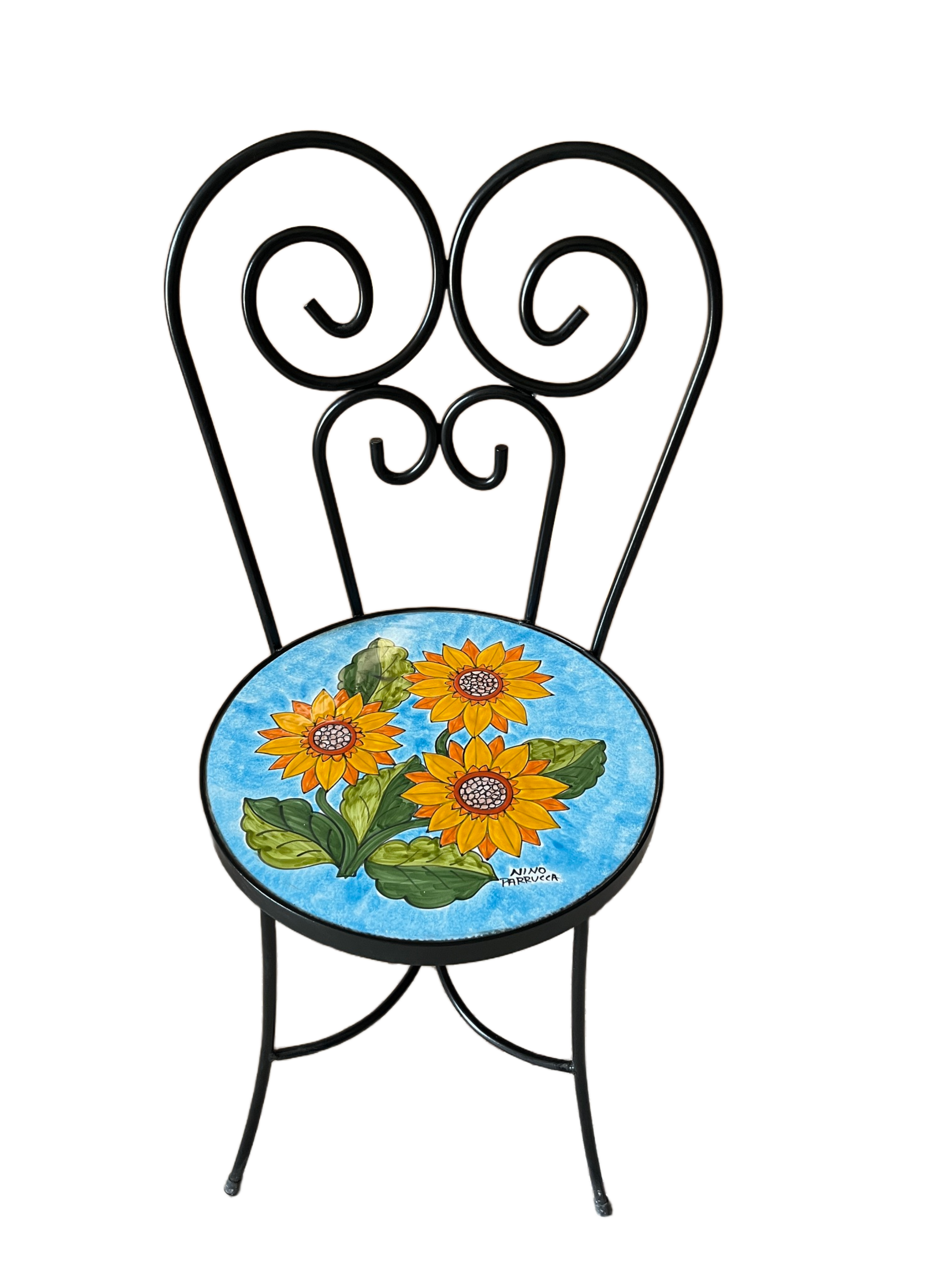 Sedia Rotonda d.cm.39 - Girasoli Nino Parrucca in ferro e ceramica