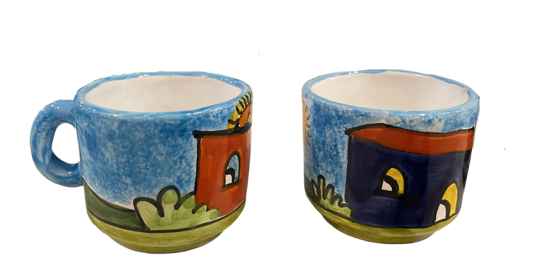 Tazzina da caffè senza piattino decoro Paesaggio di casette Nino Parrucca