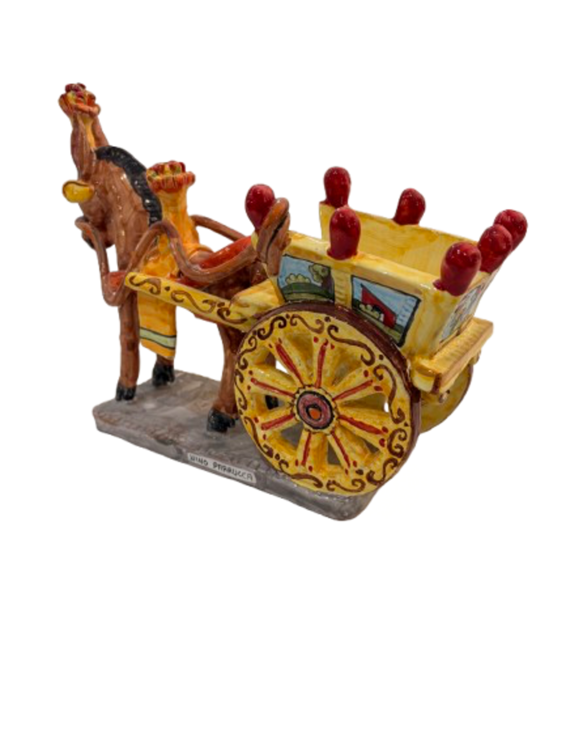 Carretto siciliano a rilievo Nino Parrucca in ceramica