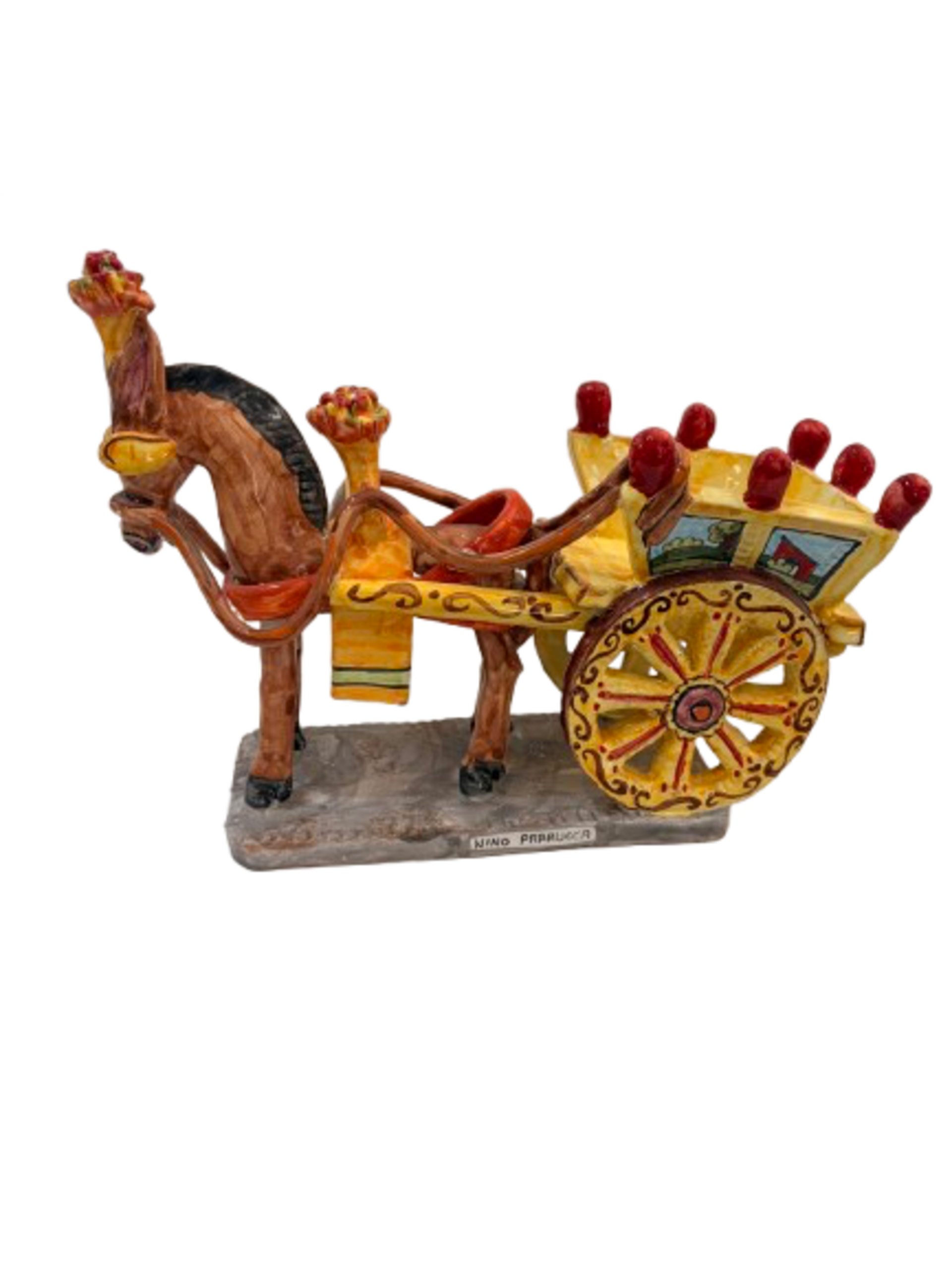 Carretto siciliano a rilievo Nino Parrucca in ceramica