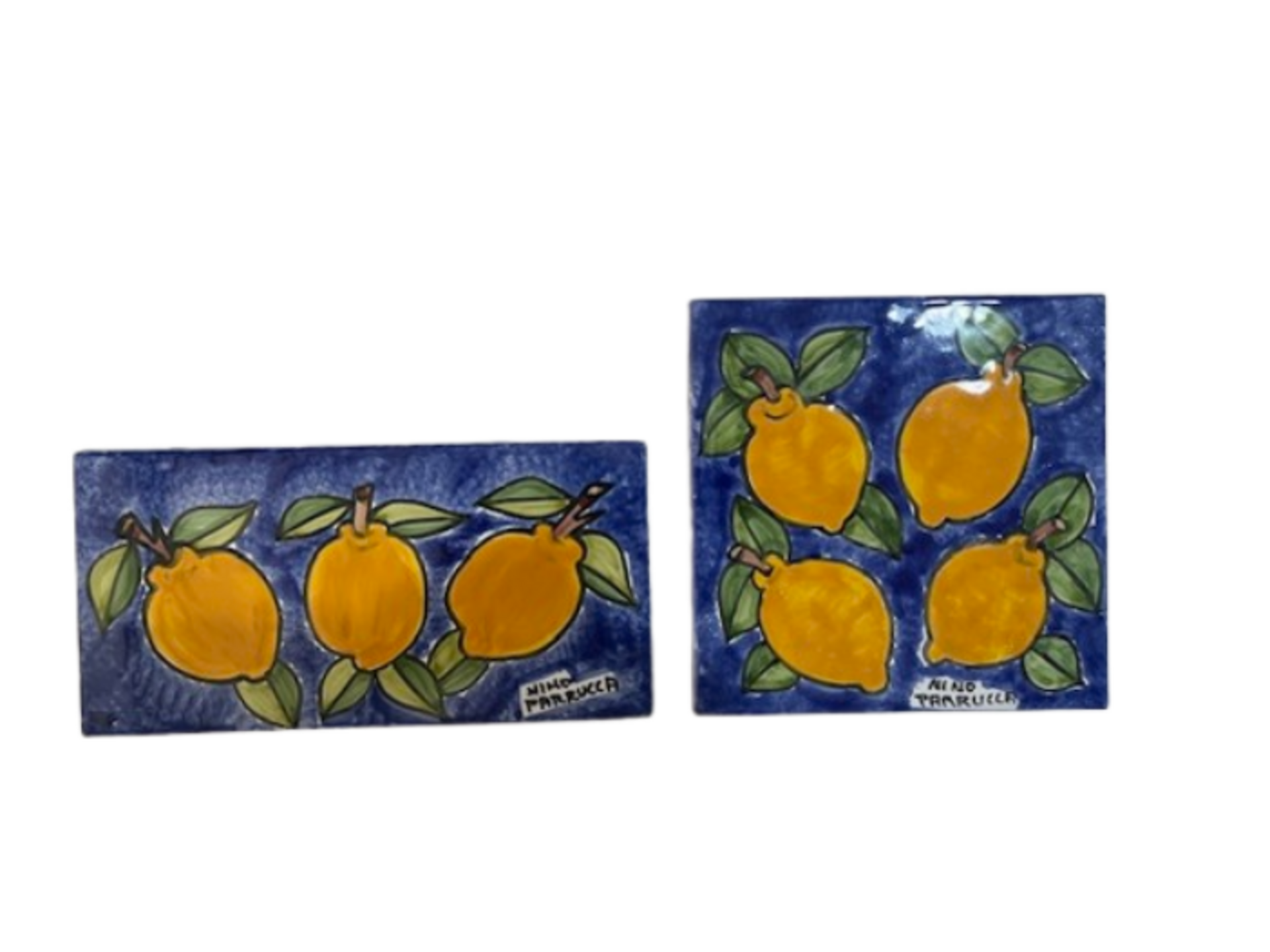 Piastrella in ceramica decoro limoni Nino Parrucca