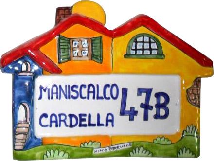 Piastrella a casetta per numeri civici grande Nino Parrucca