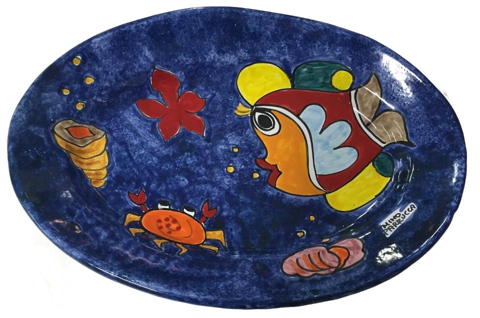 98/ A - Piatto Ovale 37x24 cm Vari decori Nino Parrucca