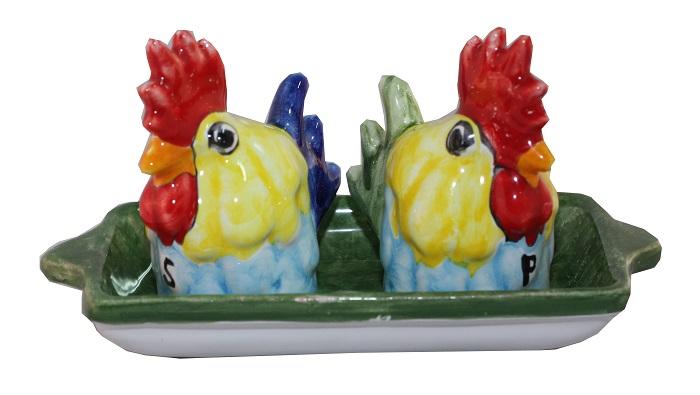 Sale Pepe forma gallo con vassoio Nino Parrucca