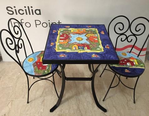 Tavolo quadrato 82x82 - Casette e pesci Nino Parrucca