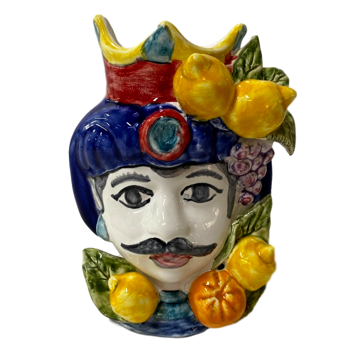 TESTA DI MORO con Frutta altorilievo in ceramica Nino Parrucca