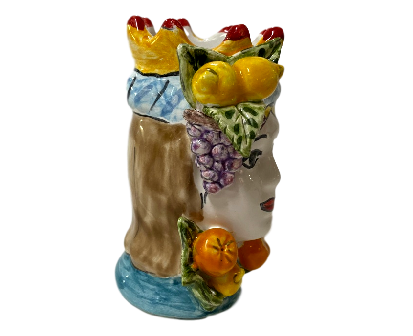 Testa di Moro con Frutta su corona e turbante in ceramica Nino Parrucca