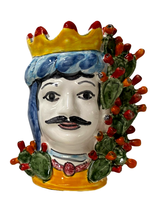 Testa di Moro con Pale di Fichi d'India in ceramica Nino Parrucca