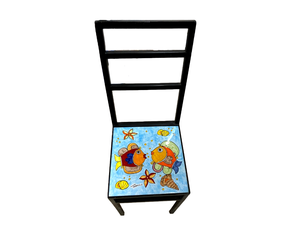 Set tavolo quadrato e sedie - Fondale marino celeste Nino Parrucca