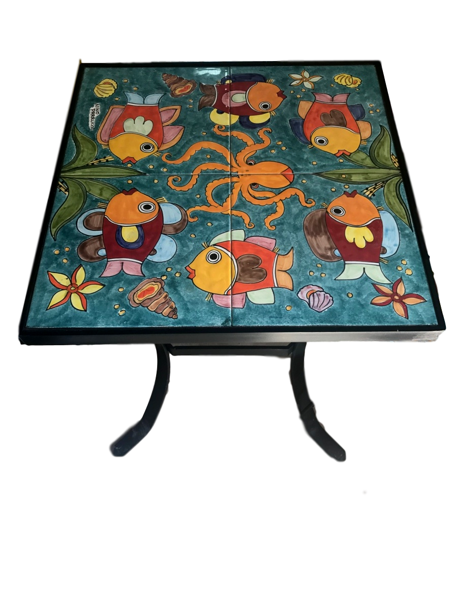 Tavolo quadrato - Fondale marino Verde Smeraldo Nino Parrucca