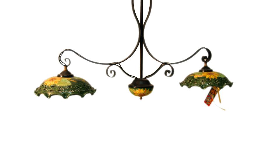 Lampadario Bilanciere in ferro e ceramica Nino Parrucca