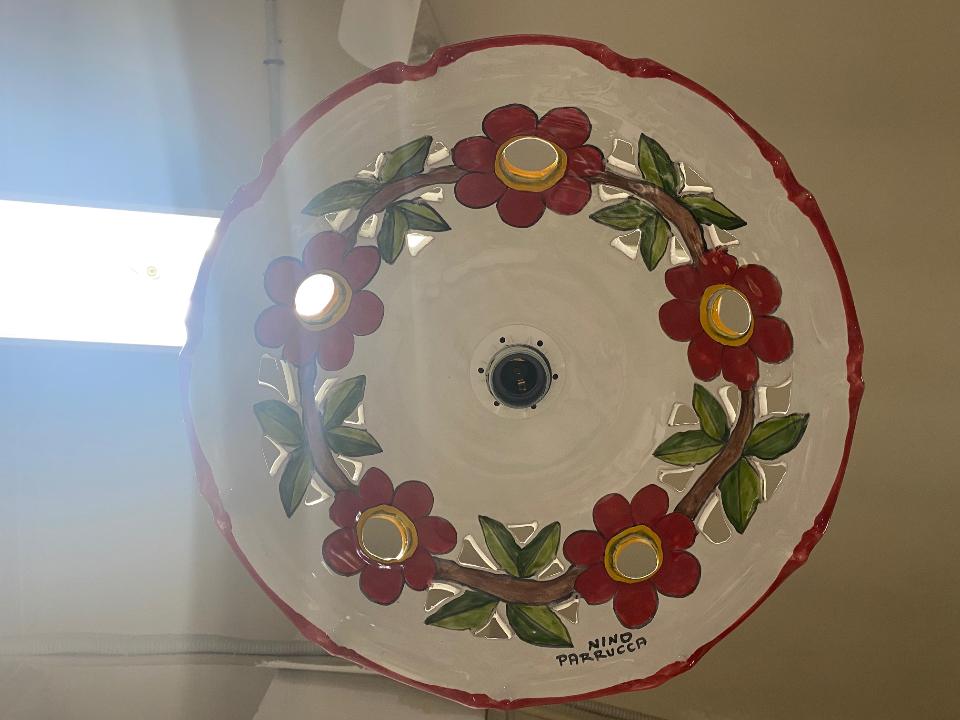 Lampadario con ciotola in ceramica e catena - diverse  misure Nino Parrucca