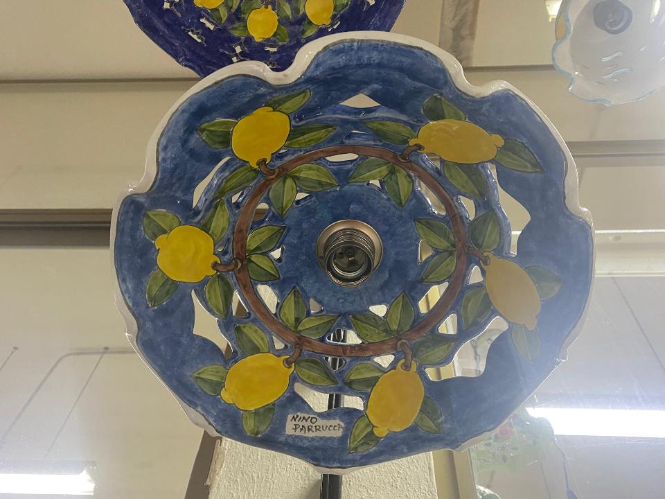 Lampadario con ciotola in ceramica e catena - diverse  misure Nino Parrucca